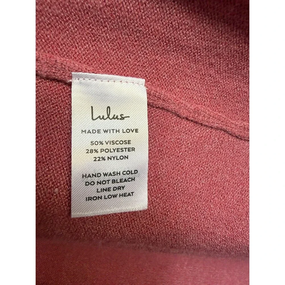 Lulus Rose Pink Long Sleeve Wrap Sweater Mini Dress Women's Size Medium - Picture 9 of 9